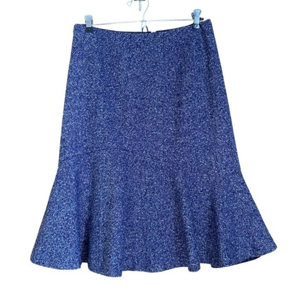 Ann‎ Taylor Trumpet Skirt Wool Midi Knee Length Chenille Tweed Purple Academia 8